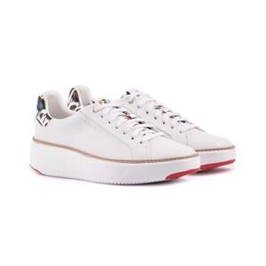 Cole Haan Topspin Leather Printed Fashion Sneakers White Leather Size 5.5 NIB